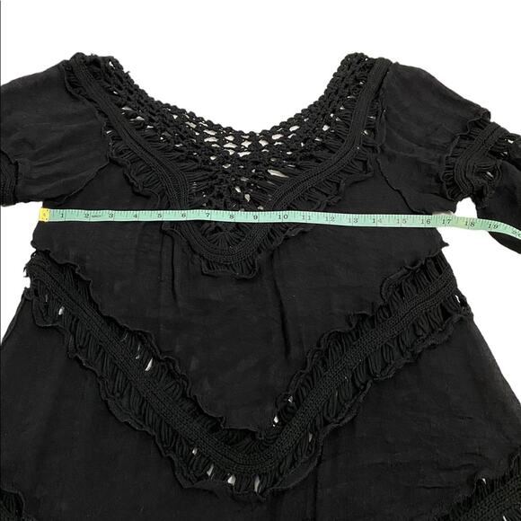 Vivid Importers Of New York Black Lace/Crochet Open Weave Boho Tunic/Coverup, SM - Picture 8 of 10